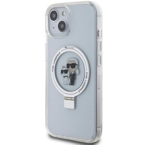 Karl Lagerfeld KLHMP15SHMRSKCH Apple iPhone 15/ 14 / 13 6.1" baltos spalvos kietas dėklas Ring Stand Karl&Choupett - Image 2