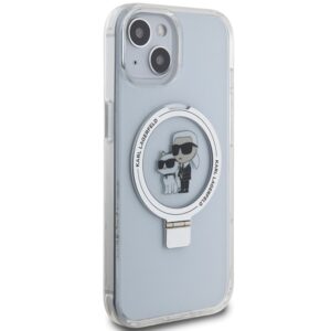 Karl Lagerfeld KLHMP15SHMRSKCH Apple iPhone 15/ 14 / 13 6.1" baltos spalvos kietas dėklas Ring Stand Karl&Choupett - Image 4