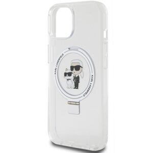 Karl Lagerfeld KLHMP15SHMRSKCH Apple iPhone 15/ 14 / 13 6.1" baltos spalvos kietas dėklas Ring Stand Karl&Choupett - Image 6