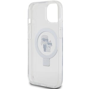 Karl Lagerfeld KLHMP15SHMRSKCH Apple iPhone 15/ 14 / 13 6.1" baltos spalvos kietas dėklas Ring Stand Karl&Choupett - Image 7