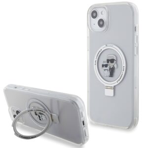Karl Lagerfeld KLHMP15MHMRSKCH Apple iPhone 15 Plus / 14 Plus 6.7" baltos spalvos kietas dėklas Ring Stand Karl&Cho - Image 1