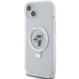 Karl Lagerfeld KLHMP15MHMRSKCH Apple iPhone 15 Plus / 14 Plus 6.7" baltos spalvos kietas dėklas Ring Stand Karl&Cho - Image 2