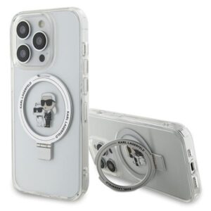 Karl Lagerfeld KLHMP15LHMRSKCH Apple iPhone 15 Pro 6.1" baltos spalvos kietas dėklas Ring Stand Karl&Choupettte Mag - Image 1