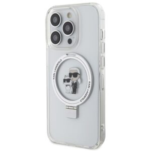 Karl Lagerfeld KLHMP15LHMRSKCH Apple iPhone 15 Pro 6.1" baltos spalvos kietas dėklas Ring Stand Karl&Choupettte Mag - Image 2