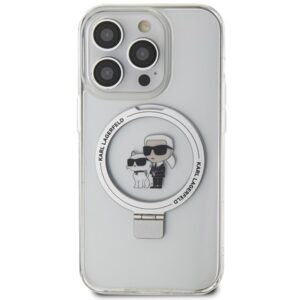 Karl Lagerfeld KLHMP15LHMRSKCH Apple iPhone 15 Pro 6.1" baltos spalvos kietas dėklas Ring Stand Karl&Choupettte Mag - Image 3