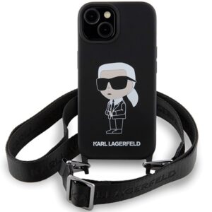 Karl Lagerfeld KLHCP15SSCBSKNK Apple iPhone 15/ 14 / 13 6.1" kietas dėklas juodos spalvos Crossbody Silicone Ikon - Image 2