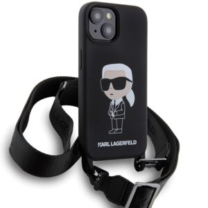 Karl Lagerfeld KLHCP15SSCBSKNK Apple iPhone 15/ 14 / 13 6.1" kietas dėklas juodos spalvos Crossbody Silicone Ikon - Image 3