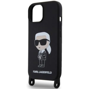 Karl Lagerfeld KLHCP15SSCBSKNK Apple iPhone 15/ 14 / 13 6.1" kietas dėklas juodos spalvos Crossbody Silicone Ikon - Image 5