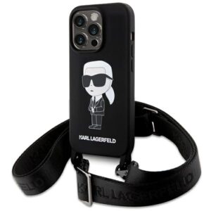Karl Lagerfeld KLHCP15XSCBSKNK Apple iPhone 15 Pro Max 6.7" kietas dėklas juodos spalvos Crossbody Silicone Ikonik - Image 1