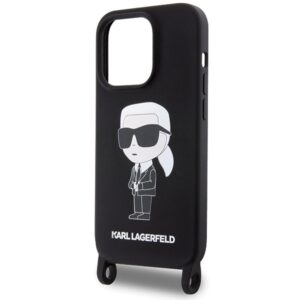 Karl Lagerfeld KLHCP15XSCBSKNK Apple iPhone 15 Pro Max 6.7" kietas dėklas juodos spalvos Crossbody Silicone Ikonik - Image 5
