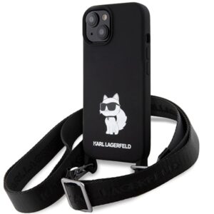 Karl Lagerfeld KLHCP15SSCBSCNK Apple iPhone 15/ 14 / 13 6.1" kietas dėklas juodos spalvos Crossbody Silicone Chou - Image 1