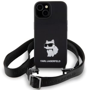 Karl Lagerfeld KLHCP15SSCBSCNK Apple iPhone 15/ 14 / 13 6.1" kietas dėklas juodos spalvos Crossbody Silicone Chou - Image 2