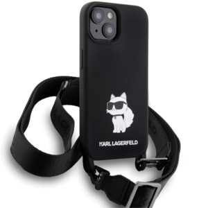 Karl Lagerfeld KLHCP15SSCBSCNK Apple iPhone 15/ 14 / 13 6.1" kietas dėklas juodos spalvos Crossbody Silicone Chou - Image 3