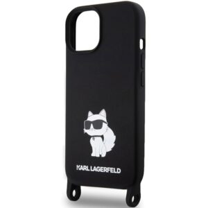 Karl Lagerfeld KLHCP15SSCBSCNK Apple iPhone 15/ 14 / 13 6.1" kietas dėklas juodos spalvos Crossbody Silicone Chou - Image 5