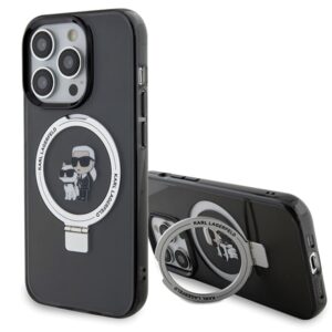 Karl Lagerfeld KLHMP13LHMRSKCK Apple iPhone 13 Pro 6.1" juodos spalvos kietas dėklas Ring Stand Karl&Choupettte Ma - Image 1