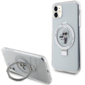 Karl Lagerfeld KLHMN61HMRSKCH Apple iPhone 11/ Xr 6.1" baltos spalvos kietas dėklas Ring Stand Karl&Choupettte Mag - Image 1