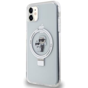 Karl Lagerfeld KLHMN61HMRSKCH Apple iPhone 11/ Xr 6.1" baltos spalvos kietas dėklas Ring Stand Karl&Choupettte Mag - Image 2