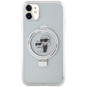 Karl Lagerfeld KLHMN61HMRSKCH Apple iPhone 11/ Xr 6.1" baltos spalvos kietas dėklas Ring Stand Karl&Choupettte Mag - Image 3