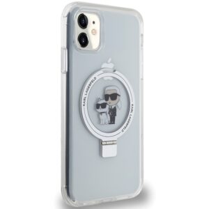 Karl Lagerfeld KLHMN61HMRSKCH Apple iPhone 11/ Xr 6.1" baltos spalvos kietas dėklas Ring Stand Karl&Choupettte Mag - Image 4