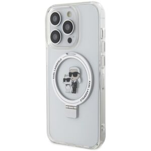 Karl Lagerfeld KLHMP14LHMRSKCH Apple iPhone 14 Pro 6.1" baltos spalvos kietas dėklas Ring Stand Karl&Choupettte Mag - Image 2