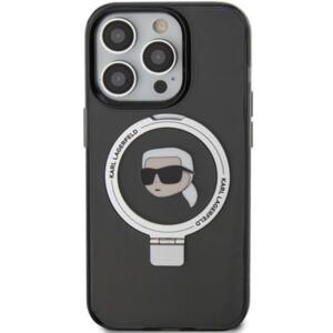 Karl Lagerfeld KLHMP15LHMRSKHK Apple iPhone 15 Pro 6.1" juodos spalvos kietas dėklas Ring Stand Karl Head MagSafe - Image 3