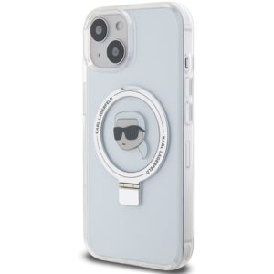 Karl Lagerfeld KLHMP15SHMRSKHH Apple iPhone 15/ 14 / 13 6.1" baltos spalvos kietas dėklas Ring Stand Karl Head Mag - Image 2