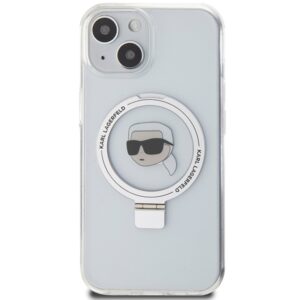 Karl Lagerfeld KLHMP15SHMRSKHH Apple iPhone 15/ 14 / 13 6.1" baltos spalvos kietas dėklas Ring Stand Karl Head Mag - Image 3