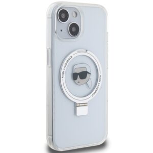Karl Lagerfeld KLHMP15SHMRSKHH Apple iPhone 15/ 14 / 13 6.1" baltos spalvos kietas dėklas Ring Stand Karl Head Mag - Image 4