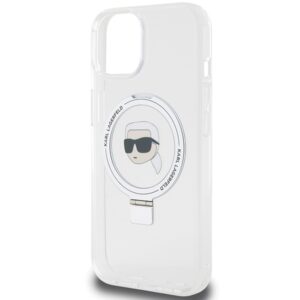 Karl Lagerfeld KLHMP15SHMRSKHH Apple iPhone 15/ 14 / 13 6.1" baltos spalvos kietas dėklas Ring Stand Karl Head Mag - Image 6