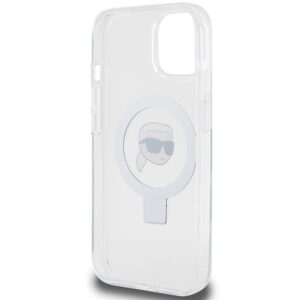 Karl Lagerfeld KLHMP15SHMRSKHH Apple iPhone 15/ 14 / 13 6.1" baltos spalvos kietas dėklas Ring Stand Karl Head Mag - Image 7