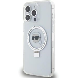 Karl Lagerfeld KLHMP15LHMRSKHH Apple iPhone 15 Pro 6.1" baltos spalvos kietas dėklas Ring Stand Karl Head MagSafe - Image 2