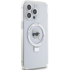 Karl Lagerfeld KLHMP15LHMRSKHH Apple iPhone 15 Pro 6.1" baltos spalvos kietas dėklas Ring Stand Karl Head MagSafe - Image 4