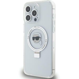 Karl Lagerfeld KLHMP15XHMRSKHH Apple iPhone 15 Pro Max 6.7" baltos spalvos kietas dėklas Ring Stand Karl Head MagSafe - Image 2