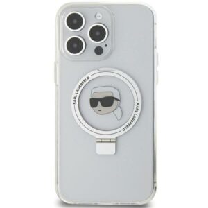 Karl Lagerfeld KLHMP15XHMRSKHH Apple iPhone 15 Pro Max 6.7" baltos spalvos kietas dėklas Ring Stand Karl Head MagSafe - Image 3