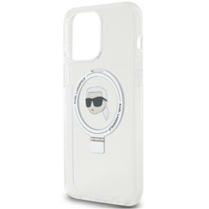 Karl Lagerfeld KLHMP15XHMRSKHH Apple iPhone 15 Pro Max 6.7" baltos spalvos kietas dėklas Ring Stand Karl Head MagSafe - Image 6