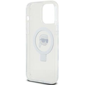 Karl Lagerfeld KLHMP15XHMRSKHH Apple iPhone 15 Pro Max 6.7" baltos spalvos kietas dėklas Ring Stand Karl Head MagSafe - Image 7