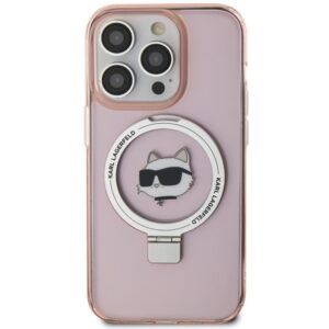 Karl Lagerfeld KLHMP15XHMRSCHP Apple iPhone 15 Pro Max 6.7" rožinės spalvos kietas dėklas Ring Stand Choupette Head - Image 3