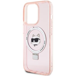 Karl Lagerfeld KLHMP15XHMRSCHP Apple iPhone 15 Pro Max 6.7" rožinės spalvos kietas dėklas Ring Stand Choupette Head - Image 6