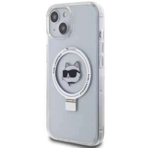Karl Lagerfeld KLHMP15SHMRSCHH Apple iPhone 15/ 14 / 13 6.1" baltos spalvos kietas dėklas Ring Stand Choupette Hea - Image 2
