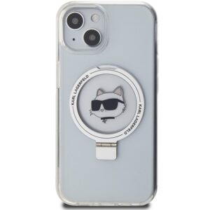 Karl Lagerfeld KLHMP15SHMRSCHH Apple iPhone 15/ 14 / 13 6.1" baltos spalvos kietas dėklas Ring Stand Choupette Hea - Image 3