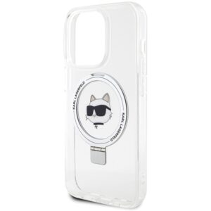 Karl Lagerfeld KLHMP15LHMRSCHH Apple iPhone 15 Pro 6.1" baltos spalvos kietas dėklas Ring Stand Choupette Head MagS - Image 6