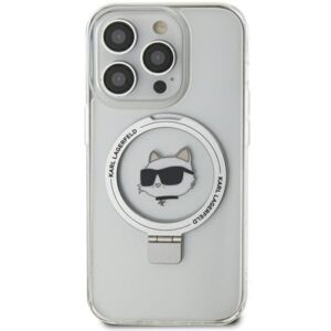 Karl Lagerfeld KLHMP15XHMRSCHH Apple iPhone 15 Pro Max 6.7" baltos spalvos kietas dėklas Ring Stand Choupette Head - Image 3