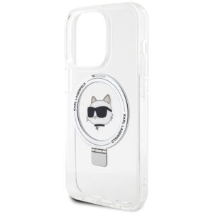 Karl Lagerfeld KLHMP15XHMRSCHH Apple iPhone 15 Pro Max 6.7" baltos spalvos kietas dėklas Ring Stand Choupette Head - Image 6
