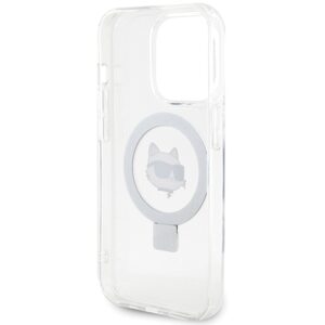 Karl Lagerfeld KLHMP15XHMRSCHH Apple iPhone 15 Pro Max 6.7" baltos spalvos kietas dėklas Ring Stand Choupette Head - Image 7