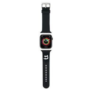Karl Lagerfeld apyrankė KLAWMSLCNK Apple Watch 38/40/41mm juodos spalvos apyrankė 3D Rubber Choupette Heads