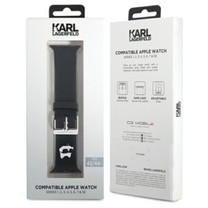 Karl Lagerfeld apyrankė KLAWLSLCNK Apple Watch 42/44/45/49mm juodos spalvos apyrankė 3D Rubber Choupette Head - Image 4