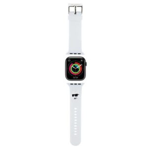 Karl Lagerfeld apyrankė KLAWMSLCNH Apple Watch 38/40/41mm baltos spalvos apyrankė 3D Rubber Choupette Heads