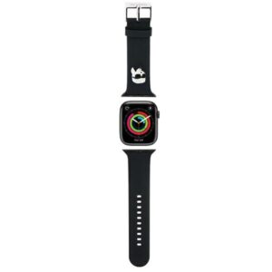 Karl Lagerfeld apyrankė KLAWMSLKNK AppleWatch 38/40/41mm juodos spalvos apyrankė 3D Rubber Karl Head