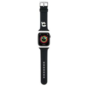 Karl Lagerfeld apyrankė KLAWLSLKNK Apple Watch 42/44/45/49mm juodos spalvos apyrankė 3D Rubber Karl Head - Image 1