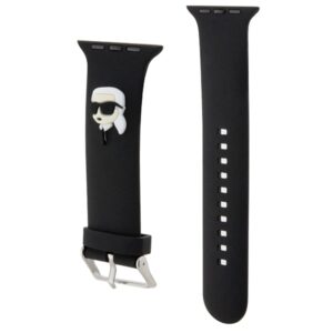 Karl Lagerfeld apyrankė KLAWLSLKNK Apple Watch 42/44/45/49mm juodos spalvos apyrankė 3D Rubber Karl Head - Image 3